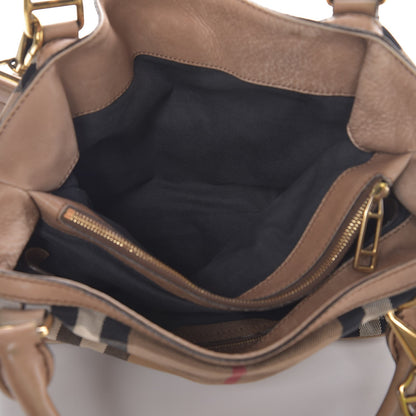 Burberry Calfskin House Check Medium Brecon Tote Dark Stone 6 of 13