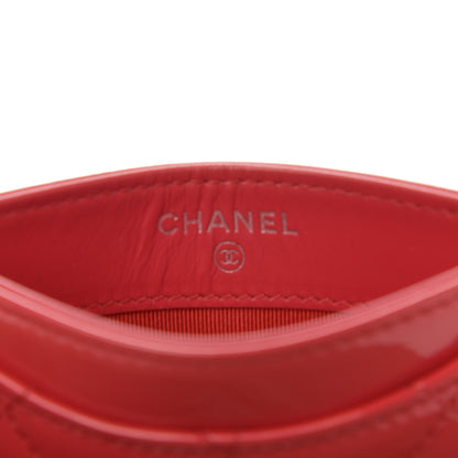 Chanel Patent Quilted Card Holder Red 8 of 9