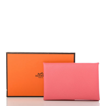 Hermes Evercolor Calvi Card Case Rose Azalee 7 of 7