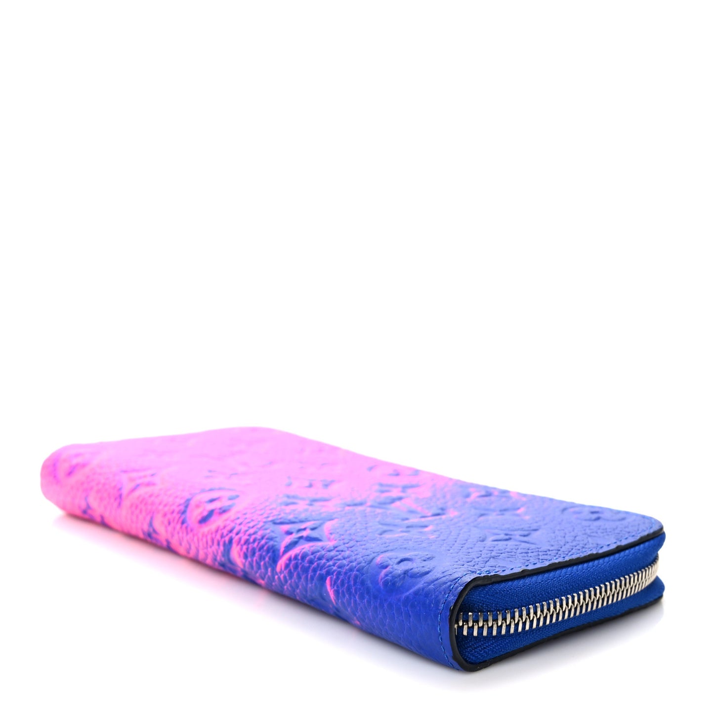 Taurillon Illusion Zippy Vertical Wallet Bleu Rose
