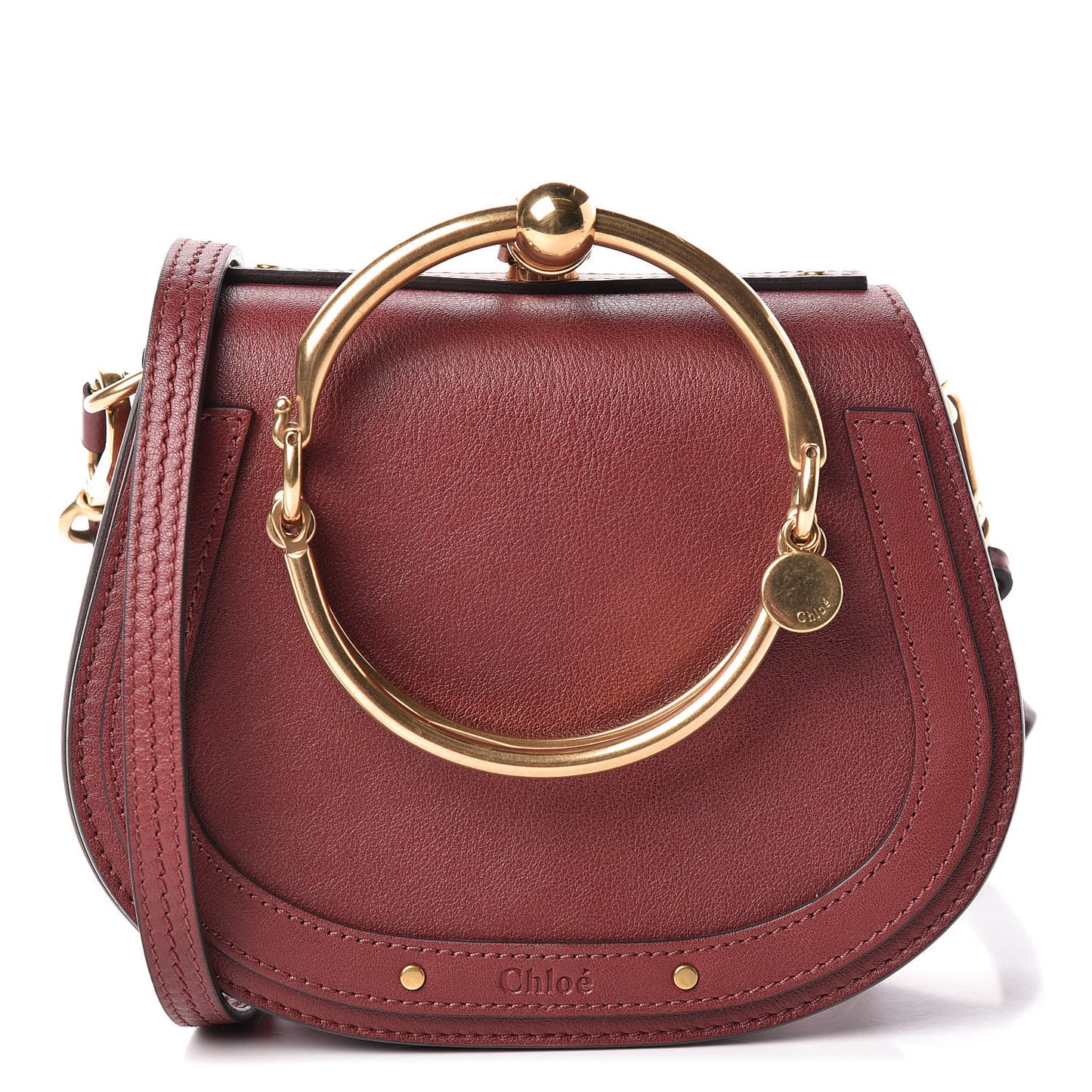 Calfskin Small Nile Bracelet Bag Sienna Red