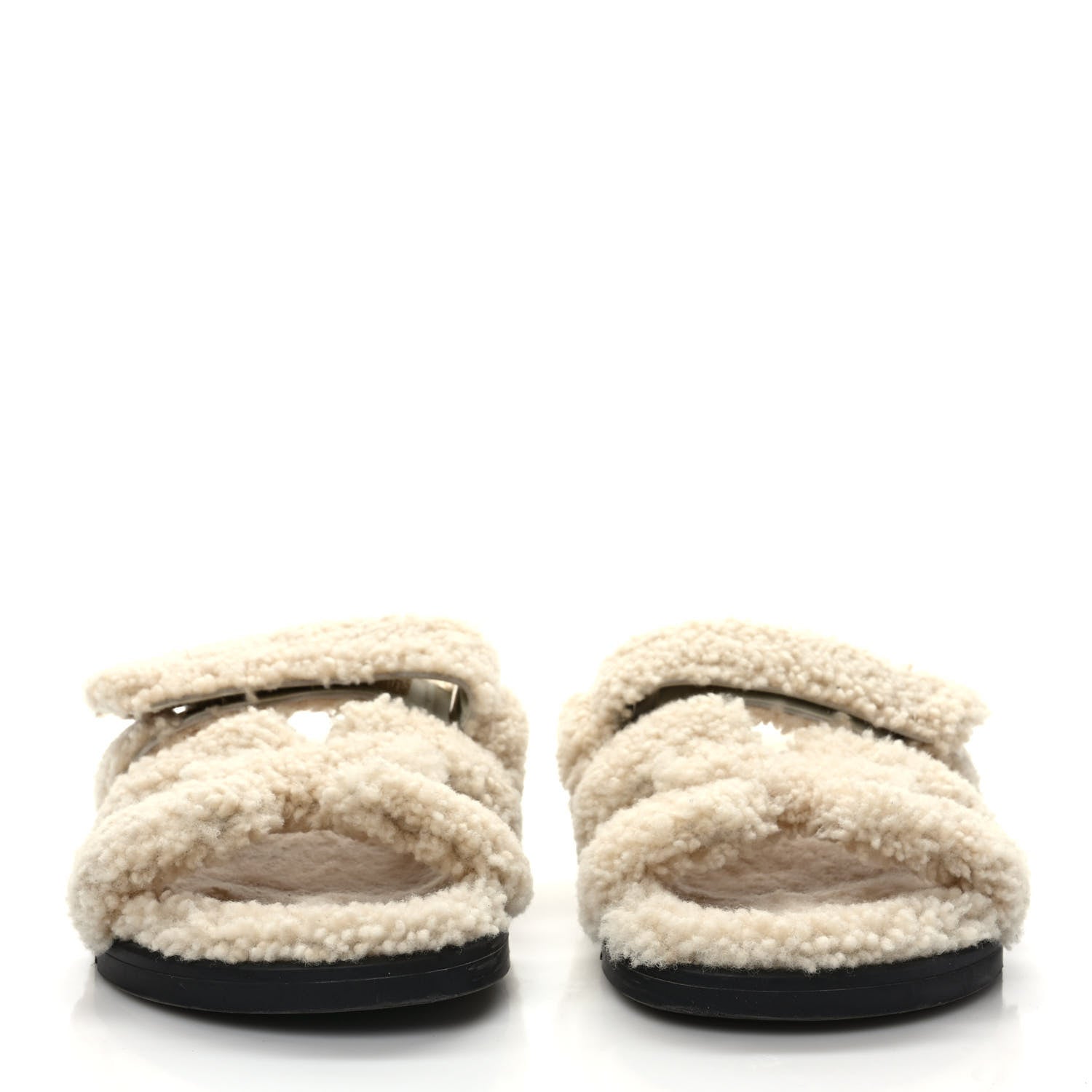 Hermes Woolskin Womens Chypre Sandals 39 Ecru 2 of 8
