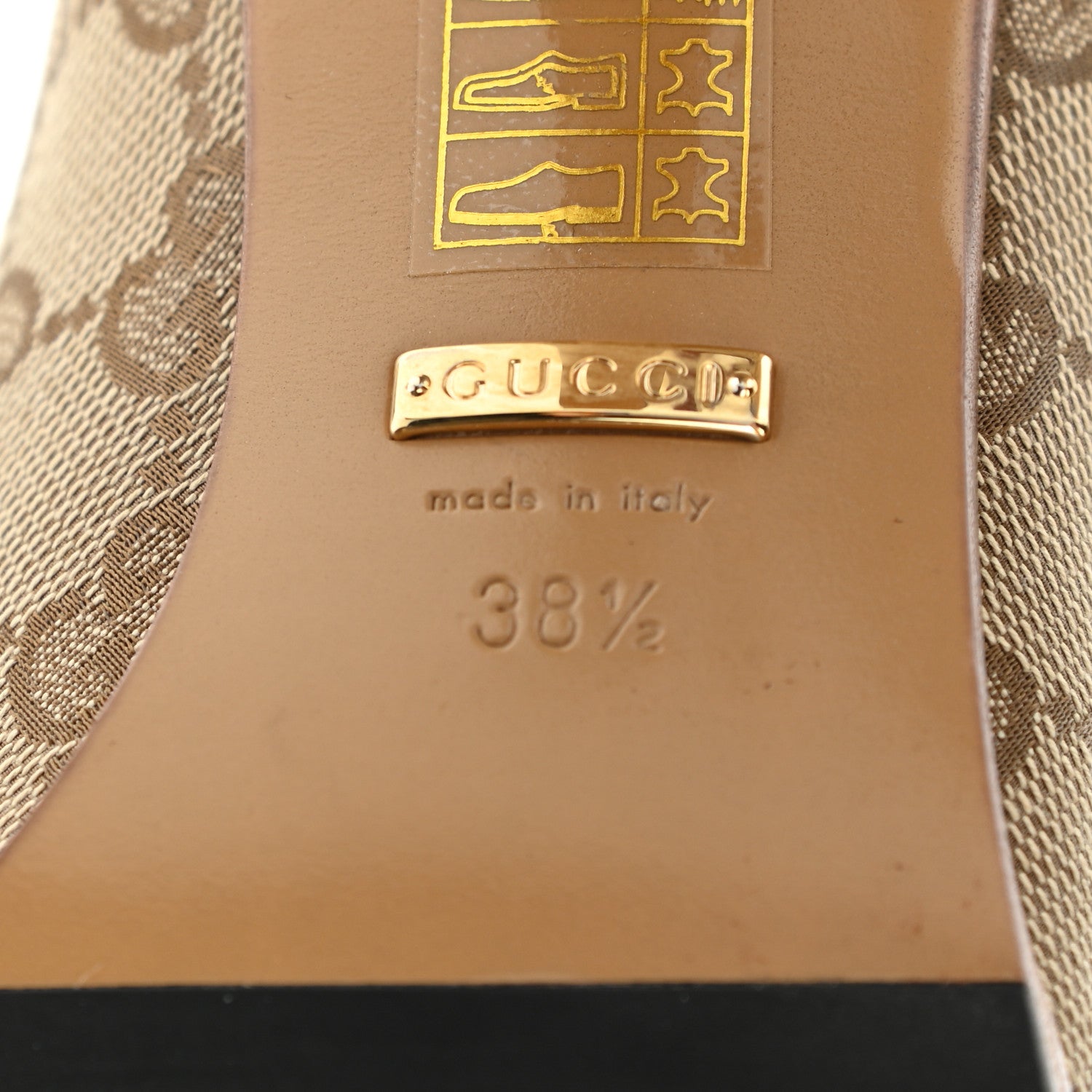 Gucci Monogram Malaga Kid Lisa Mid Heel Boots 38.5 Beige Ebony 6 of 7