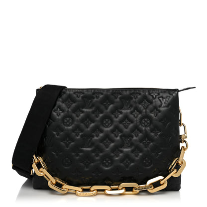 Louis Vuitton Lambskin Embossed Monogram Coussin MM Black 1 of 11