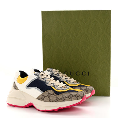 Gucci GG Supreme Monogram Mix Monogram Mens Rhyton Sneakers 8 London Blue Beige Sun Yellow 13 of 13