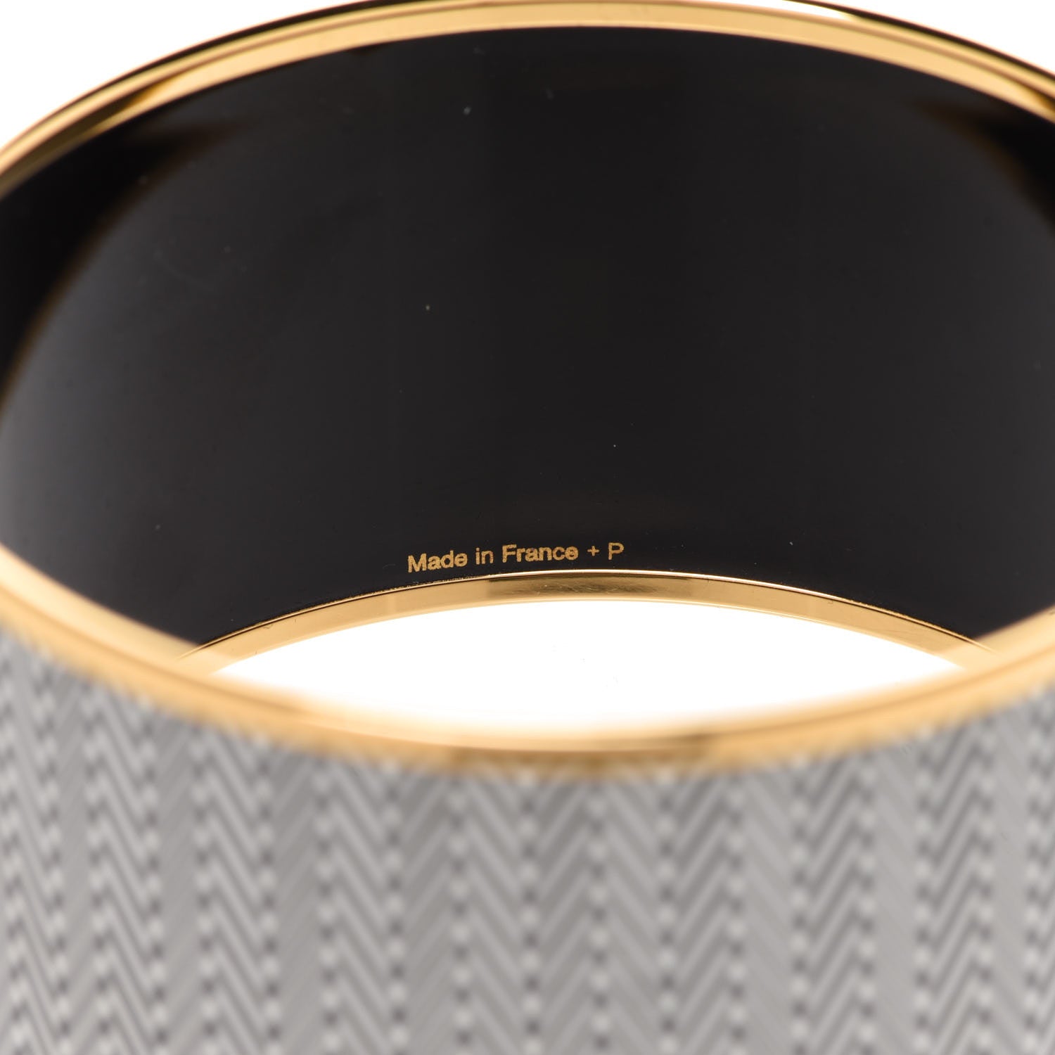Hermes Enamel Printed Extra Wide Chevron Bracelet 70 Black 5 of 5