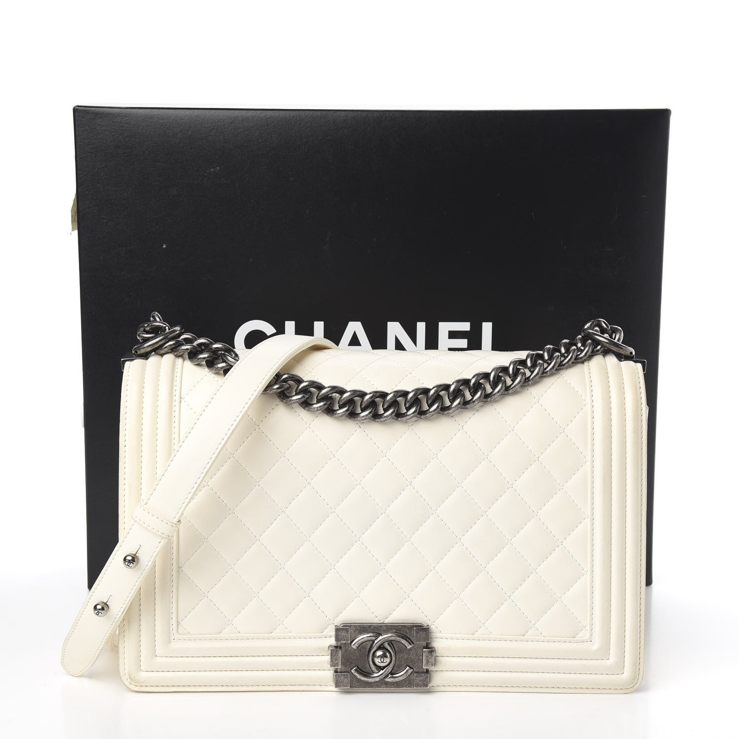 Chanel Calfskin Quilted New Medium Boy Flap White 10 of 10