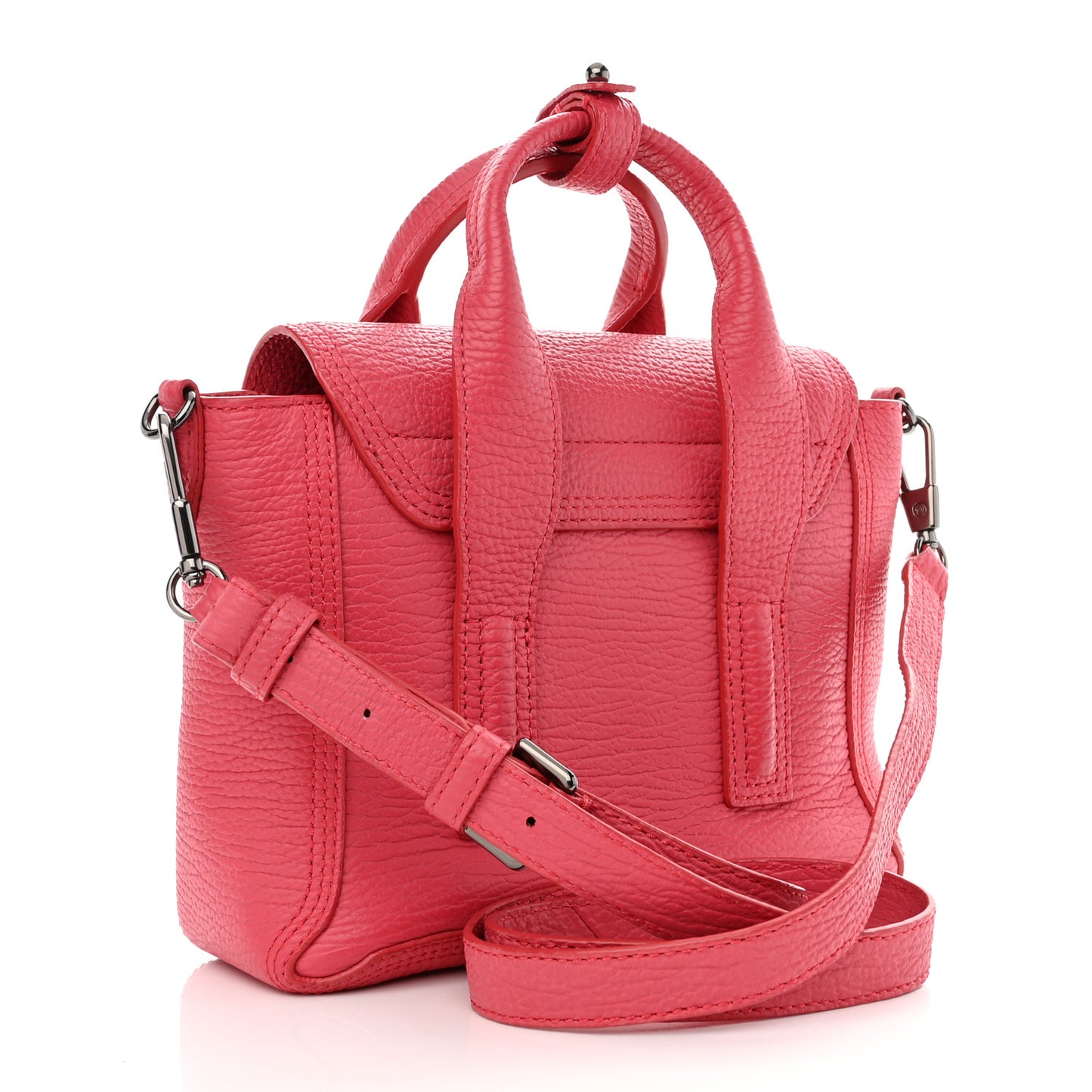 Textured Calfskin Mini Pashli Satchel Bright Fuchsia