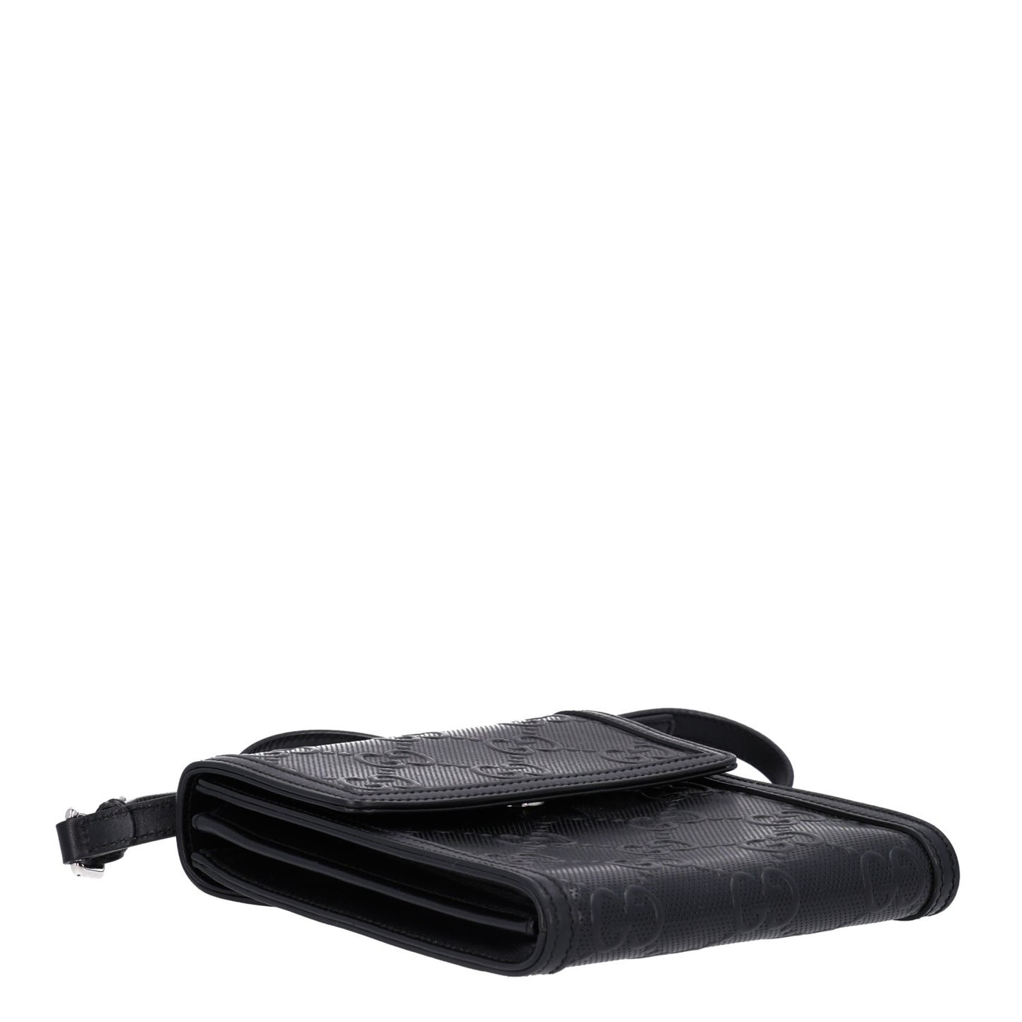 Calfskin GG Tennis Embossed Messenger Bag Black
