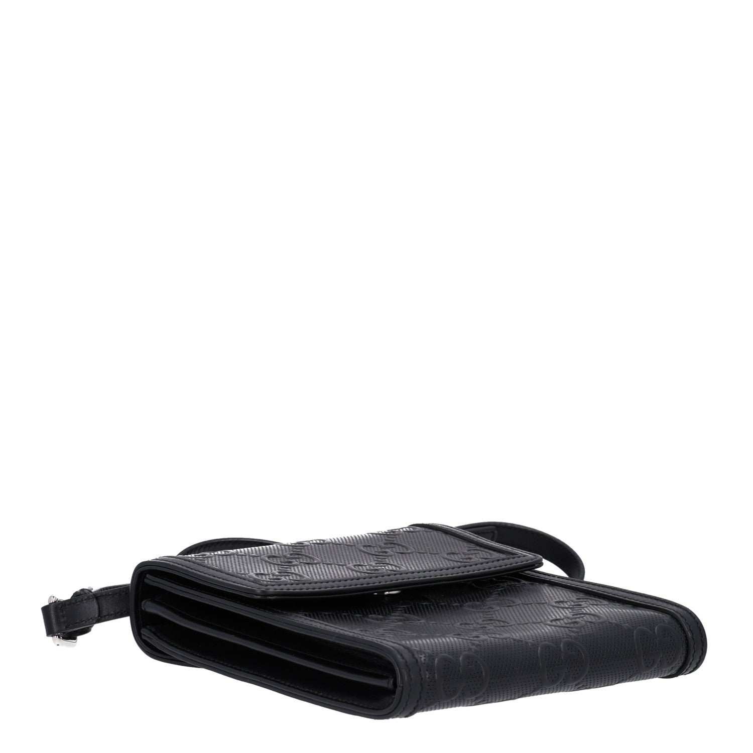 Gucci Calfskin GG Tennis Embossed Messenger Bag Black 4 of 10