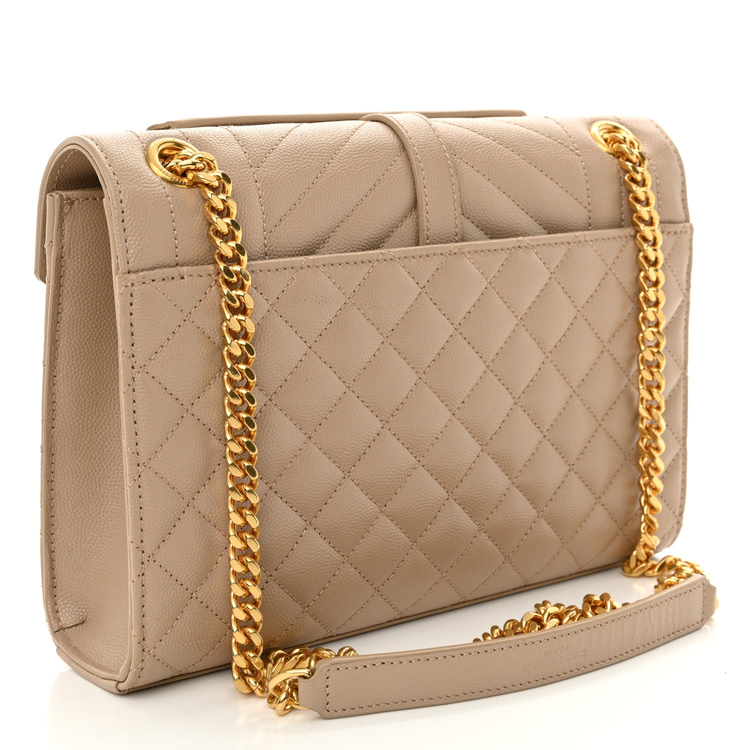 Saint Laurent Grain De Poudre Textured Mixed Matelasse Medium Triquilt Monogram Satchel Dark Beige 3 of 9