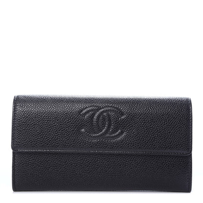 Chanel Caviar Timeless CC Large Gusset Flap Wallet Black 1 of 8