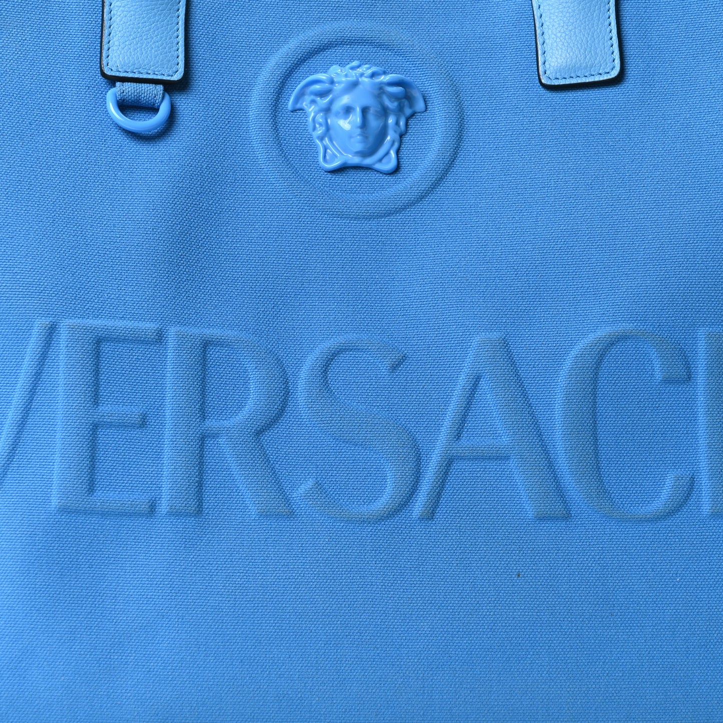 Canvas Calfskin La Medusa Tote Bag Blue