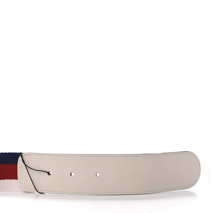 Gucci Nylon Calfskin Sylvie Web Double G 40mm Belt 85 34 Mystic White Hibiscus Red Maritime 5 of 6