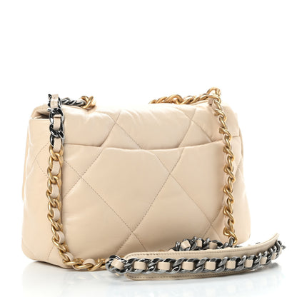 Chanel Lambskin Quilted Medium Chanel 19 Flap Light Beige 3 of 10