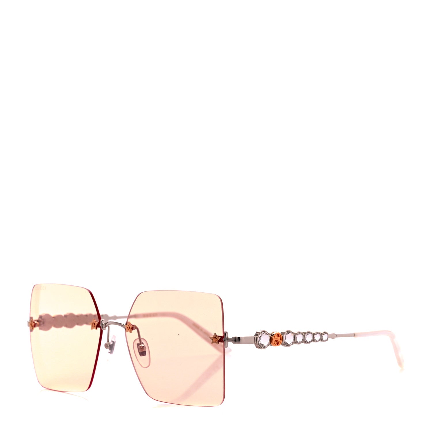 Gucci Crystal Metal Sunglasses GG0644S Gold Silver 1 of 8