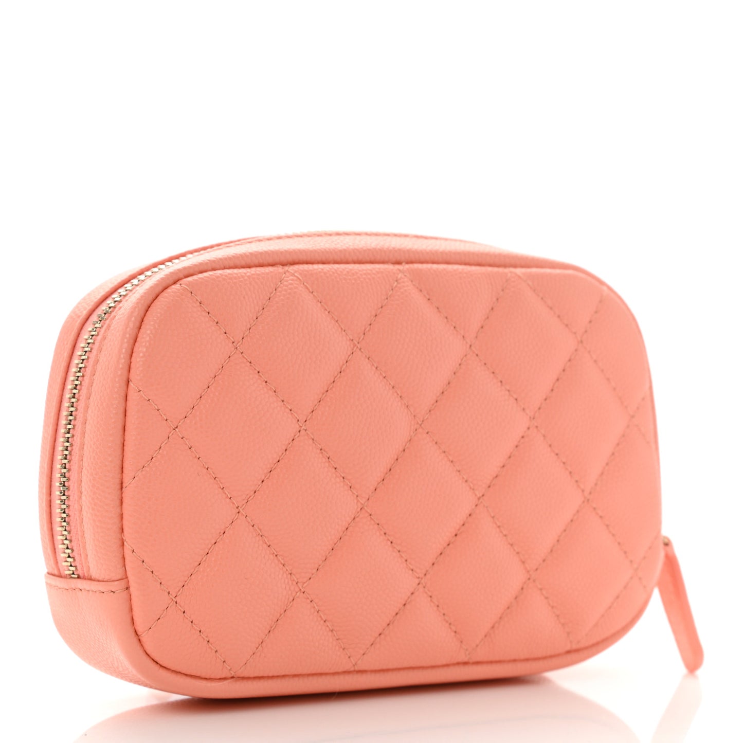 Caviar Quilted Small Curvy Pouch Cosmetic Case Light Orange
