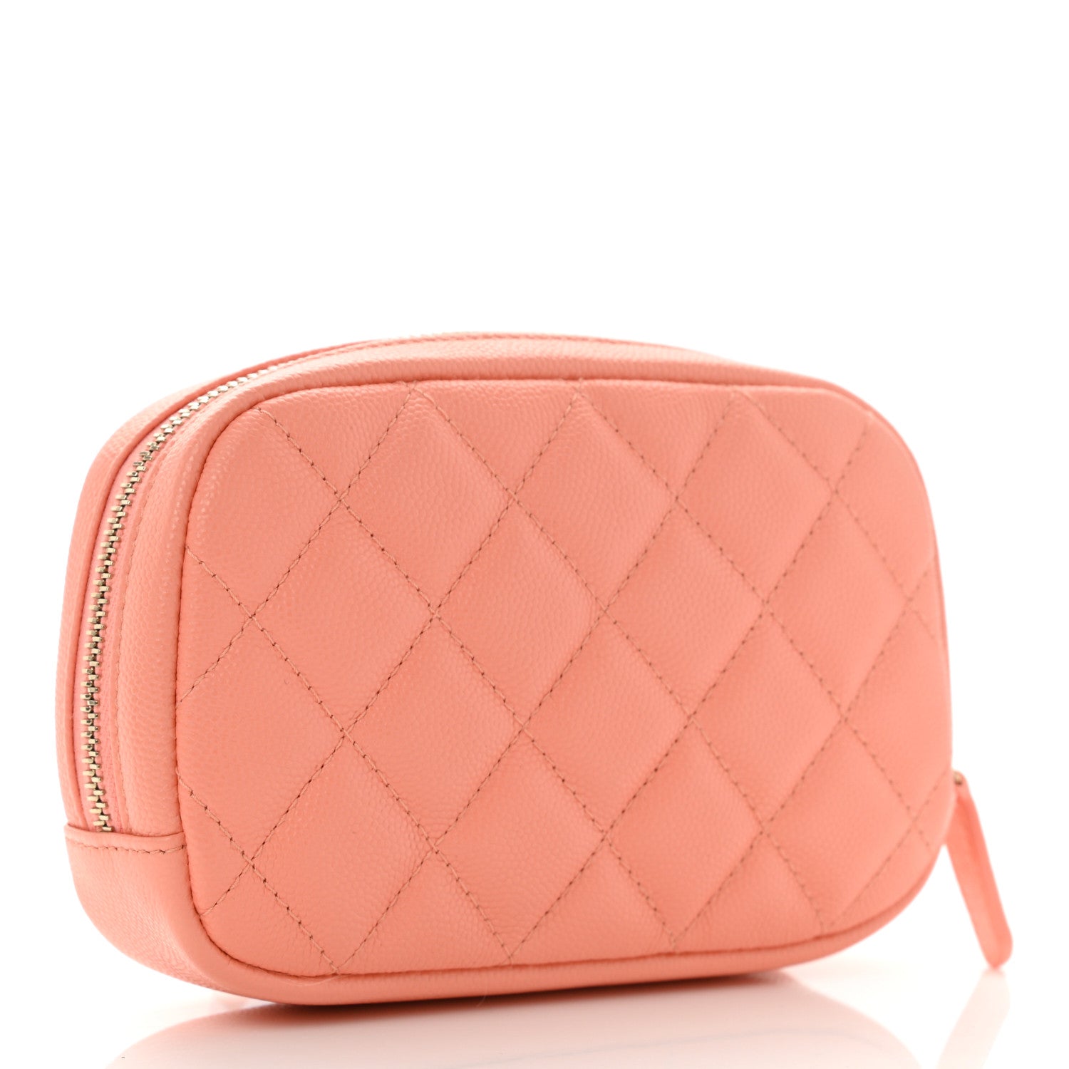 Chanel Caviar Quilted Small Curvy Pouch Cosmetic Case Light Orange 3 of 9