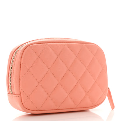 Chanel Caviar Quilted Small Curvy Pouch Cosmetic Case Light Orange 3 of 9