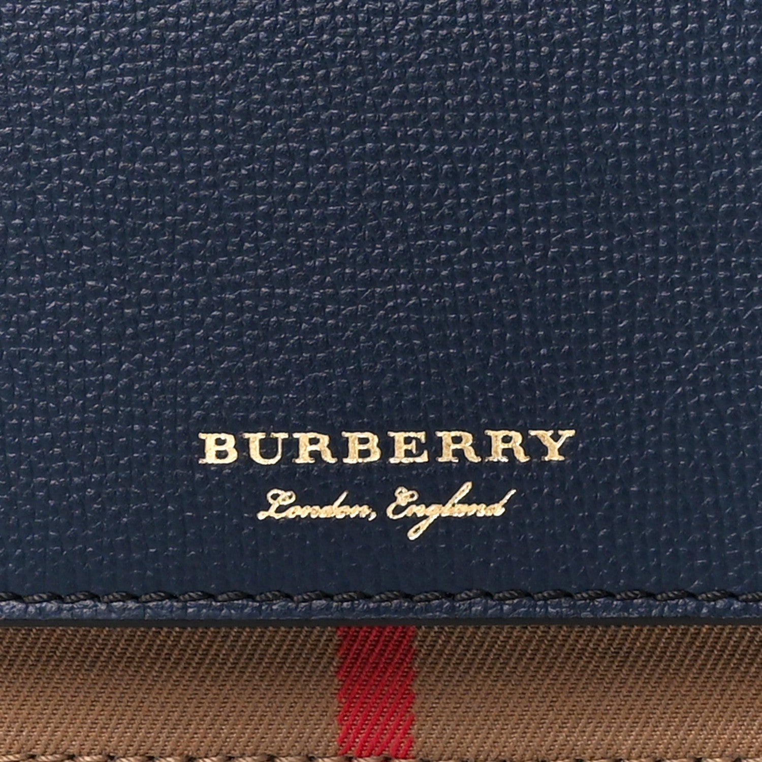 Burberry Derby Calfskin House Check Wallet On Chain Navy 7 of 9