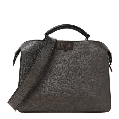 Fendi Cuoio Romano Lux Mini Peekaboo I SEE U Satchel Graphite 1 of 8