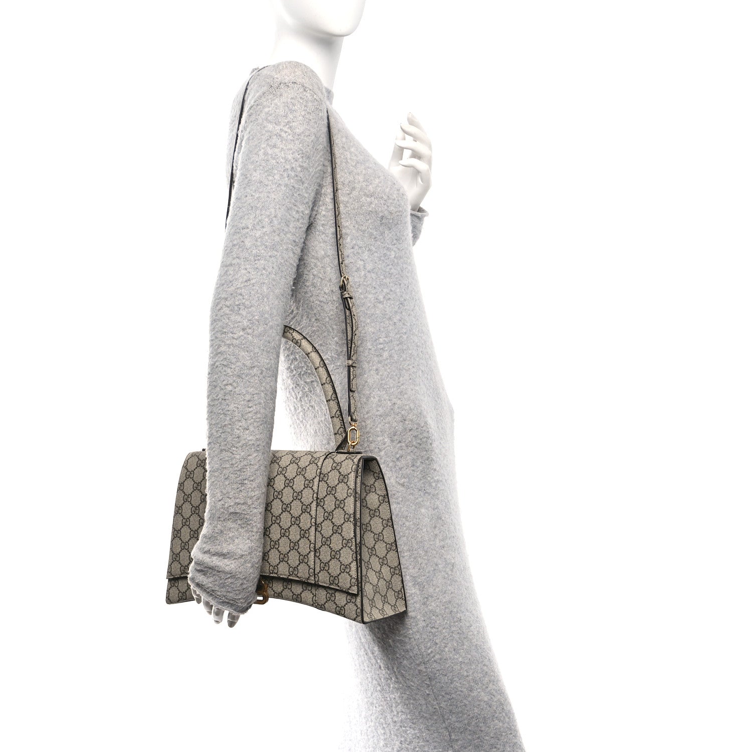 Balenciaga X GUCCI GG Supreme Monogram Medium Hourglass Top Handle Bag Beige Ebony 2 of 11