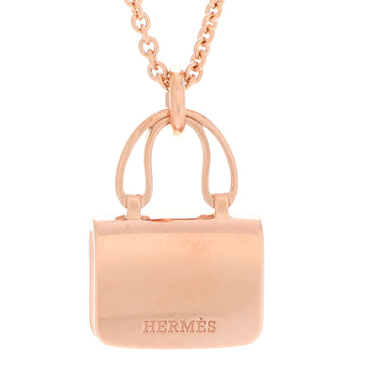 Hermes 18K Rose Gold Diamond Constance Amulettes Pendant Necklace 4 of 6
