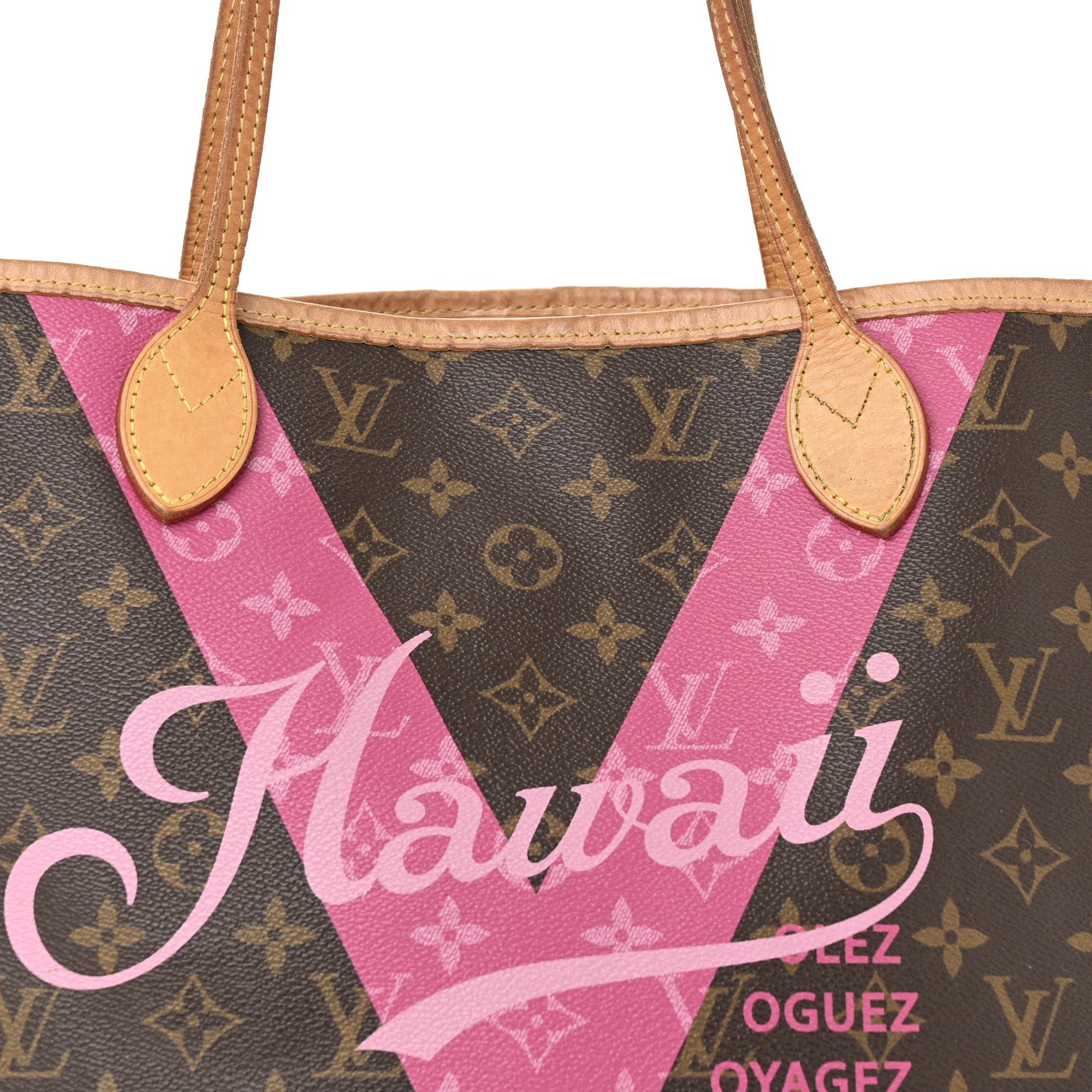 Louis Vuitton Monogram Hawaii V Neverfull MM Hot Pink 9 of 15