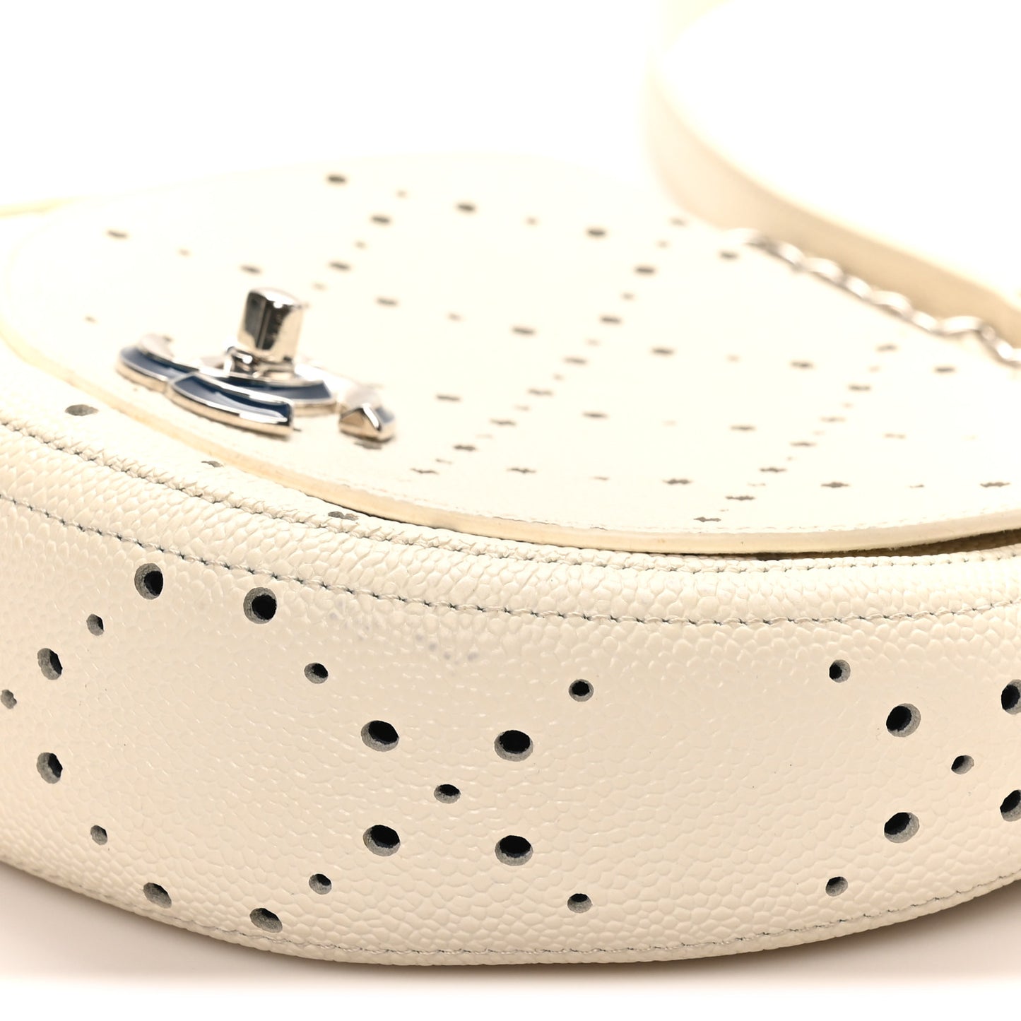 Caviar Perforated Messenger Bag White