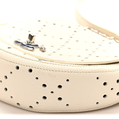 Chanel Caviar Perforated Messenger Bag White 10 of 12