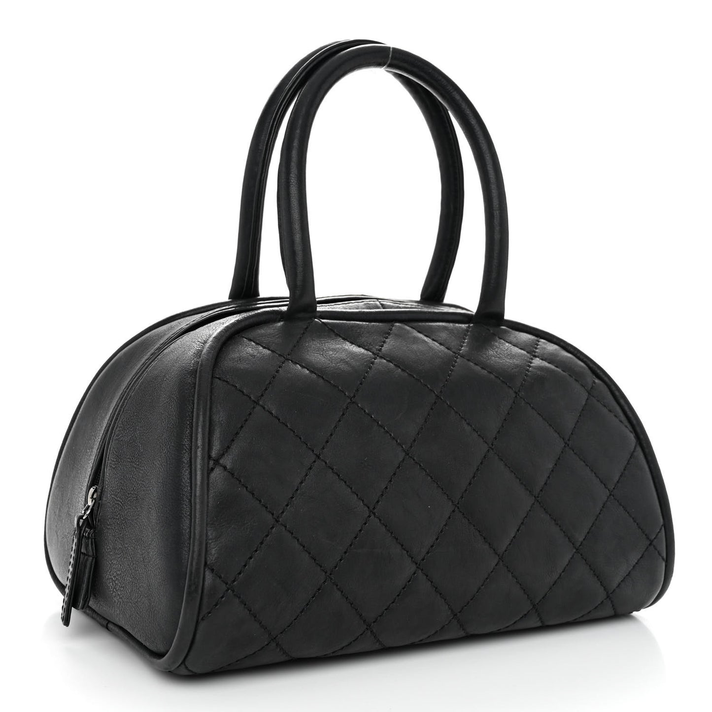Calfskin Quilted Small Bowler Black