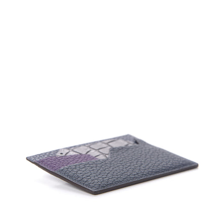 Hermes Togo Crocodile Bear Petit H Card Case Bleu Nuit Black Ultraviolet 4 of 6