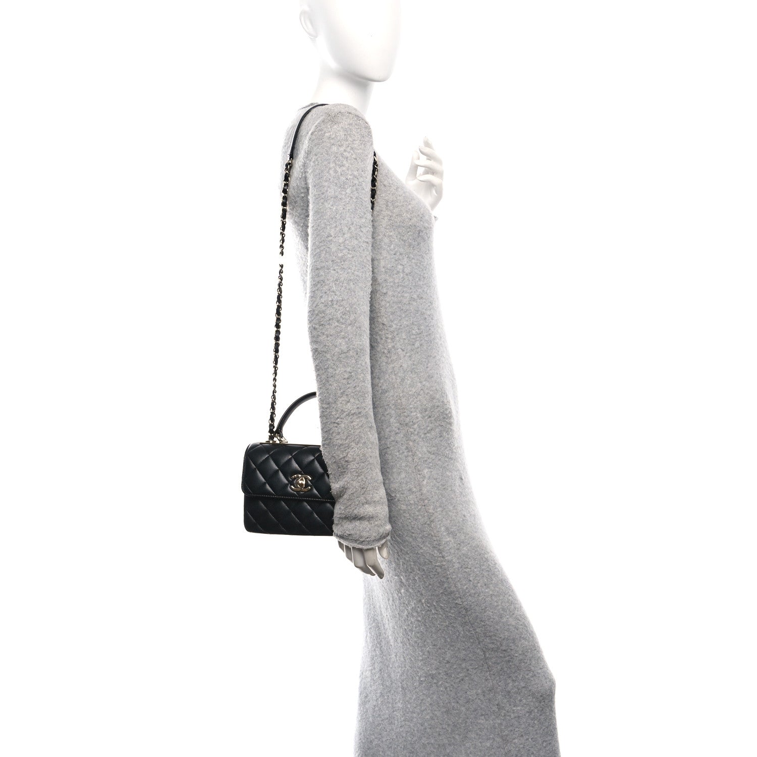 Chanel Lambskin Quilted Mini Trendy CC Dual Handle Flap Bag Black 2 of 15