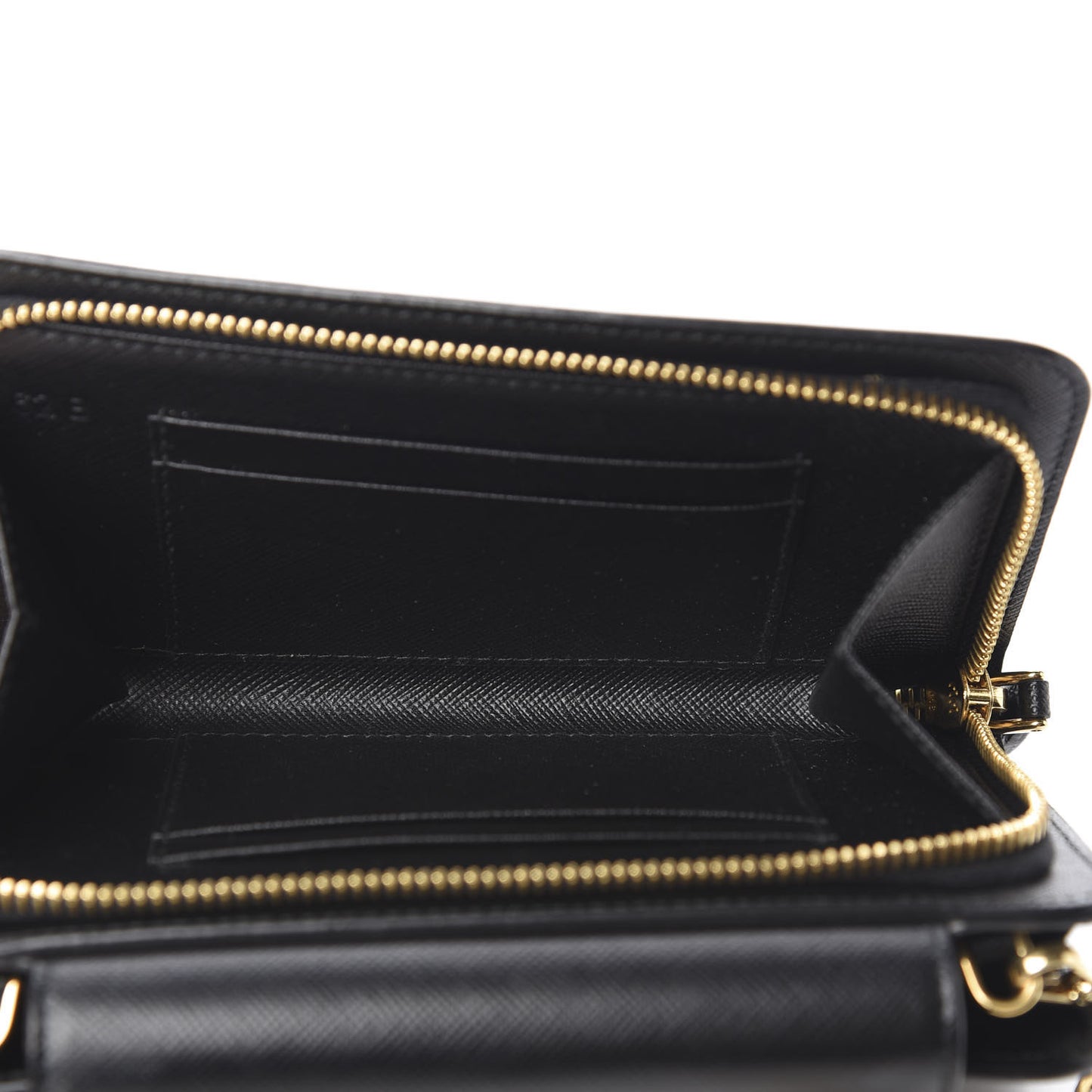 Saffiano Metal Oro Chain Wallet Black
