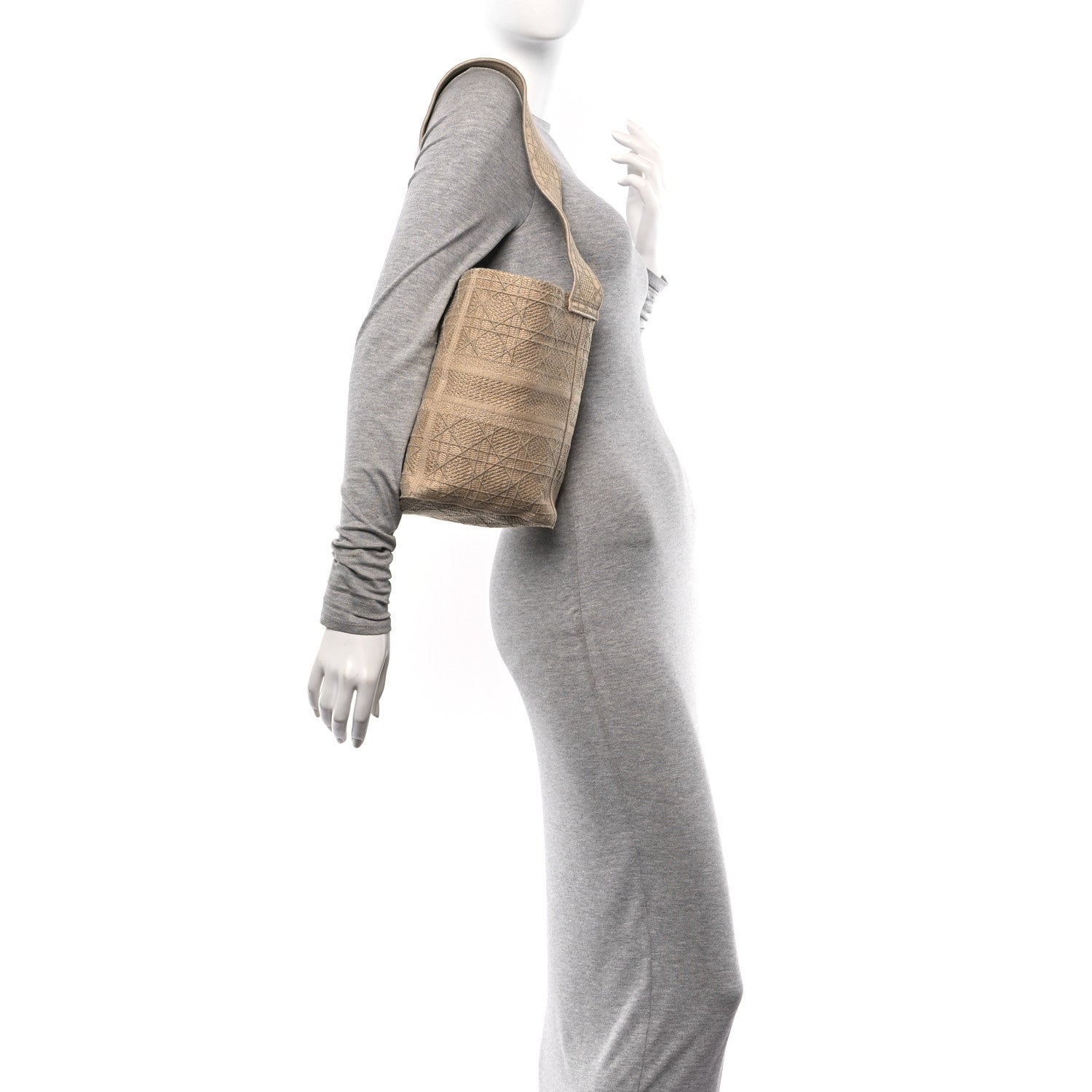 Christian Dior Canvas Embroidered D-Bubble Bucket Bag Beige 2 of 10