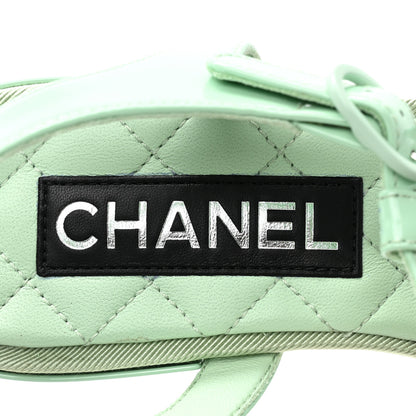 Chanel Patent CC Logo Thong Sandals 37 Green 7 of 9