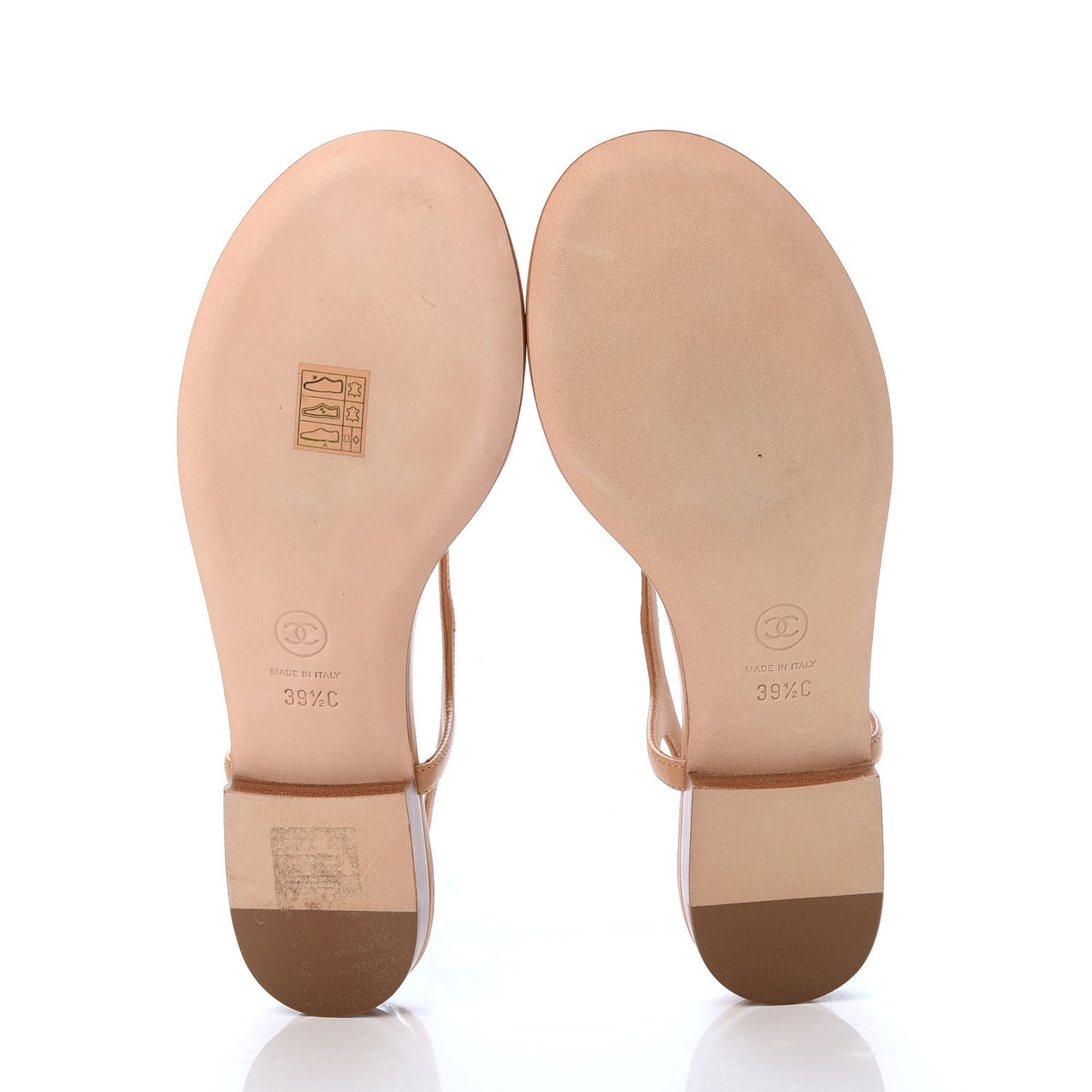 Lambskin Chain CC Logo Thong Sandals 39.5 Light Brown
