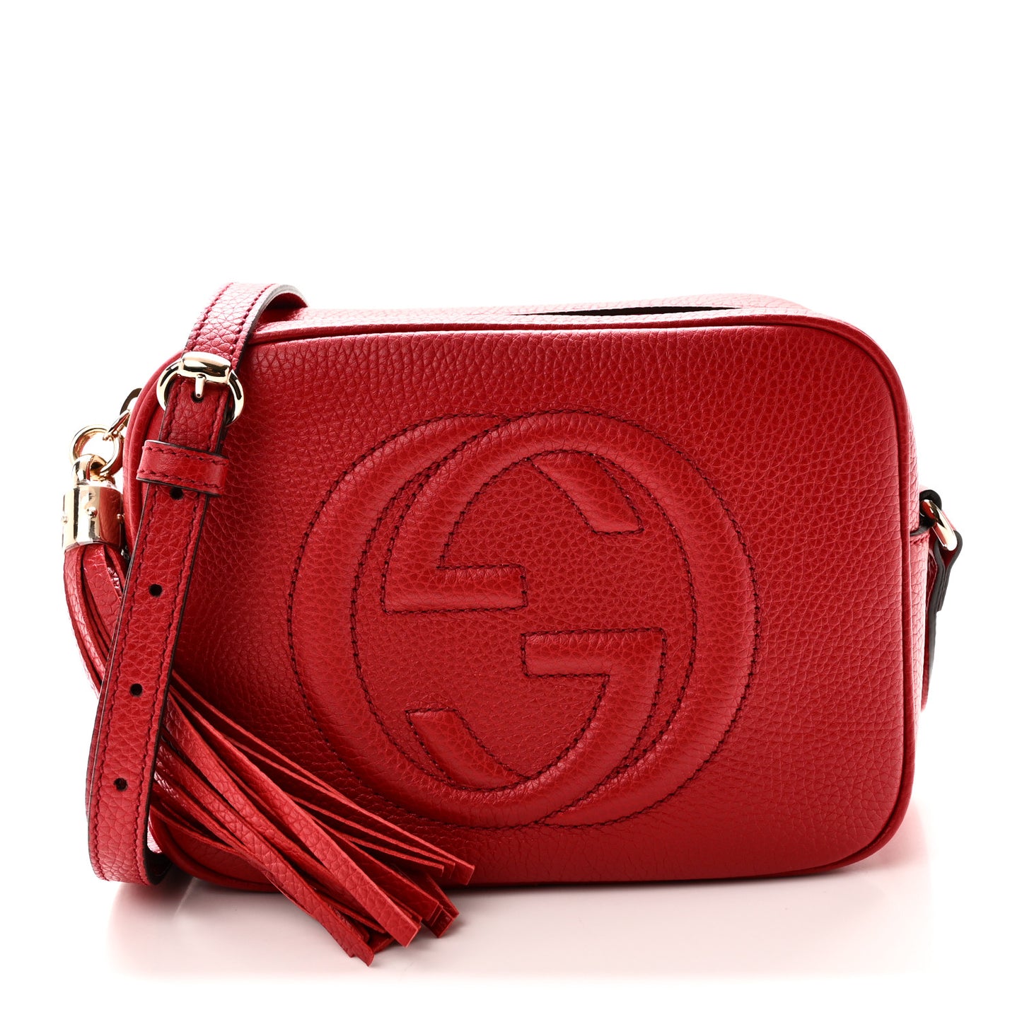Pebbled Calfskin Small Soho Disco Bag Vibrant Red
