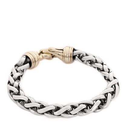 David Yurman Sterling Silver 14K Yellow Gold 8mm Wheat Chain Bracelet 2 of 4