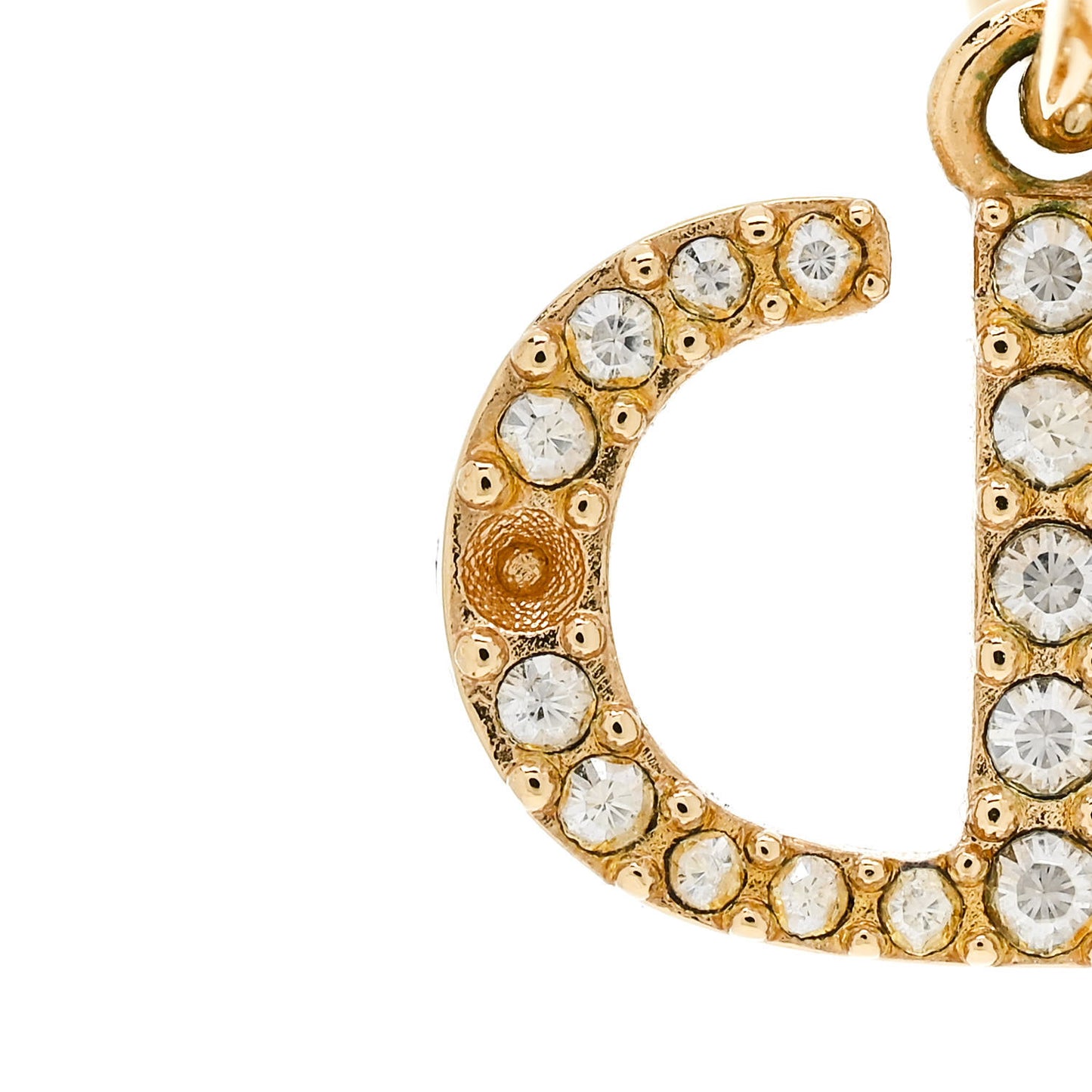 Pearl Crystal Petit CD Hoop Drop Earrings Gold