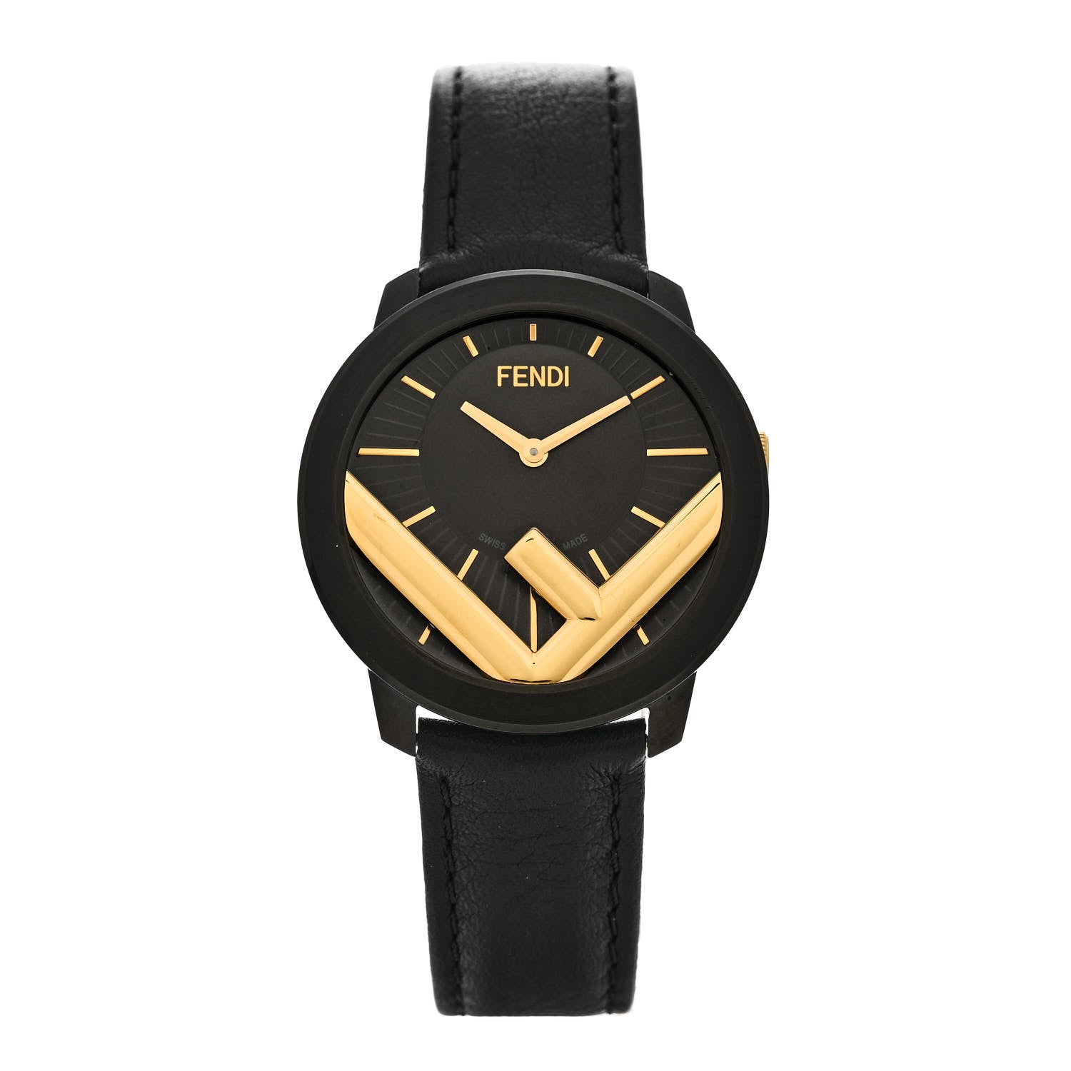 Fendi Stainless Steel Calfskin 40mm F is Fendi Run Away Quartz Watch Black 1 of 5