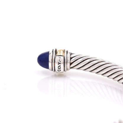 David Yurman Sterling Silver 14K Yellow Gold Lapis Lazuli 5mm Cable Classics Bracelet 4 of 5