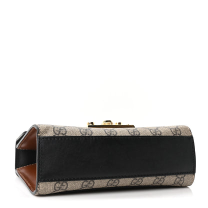 Gucci GG Supreme Monogram Calfskin Small Padlock Shoulder Bag Beige Black Cuir 4 of 10