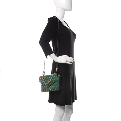 Gucci Calfskin Diagonal GG Medium Thiara Double Envelope Shoulder Bag Emerald Green Black 2 of 12