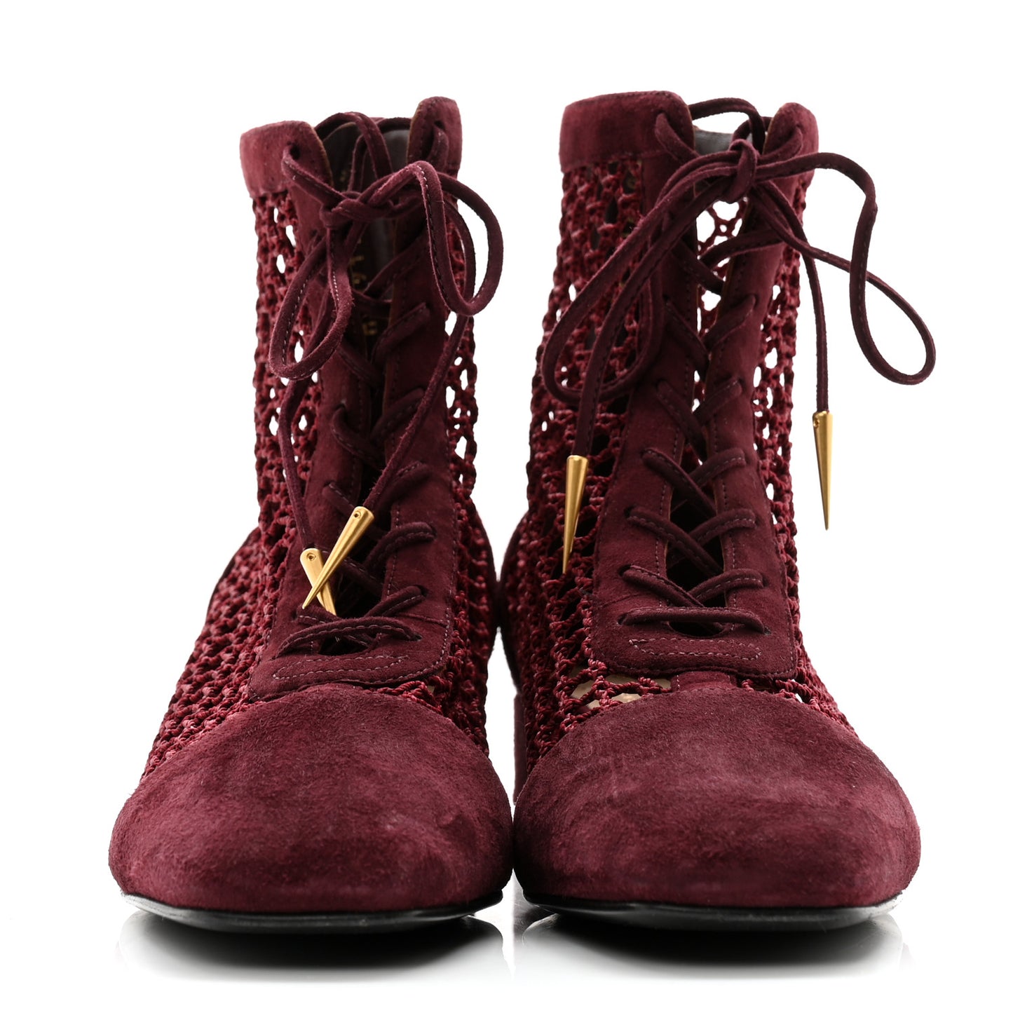 Suede Resille Naughtily-D 30mm Ankle Boots 35.5 Rouge Noir