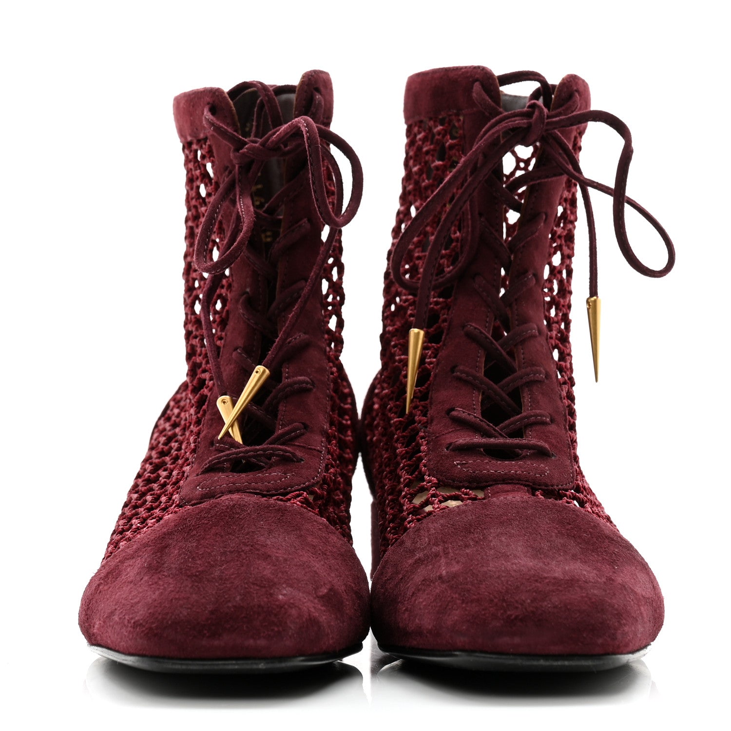 Christian Dior Suede Resille Naughtily-D 30mm Ankle Boots 35.5 Rouge Noir 4 of 9