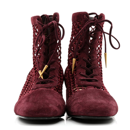 Christian Dior Suede Resille Naughtily-D 30mm Ankle Boots 35.5 Rouge Noir 4 of 9
