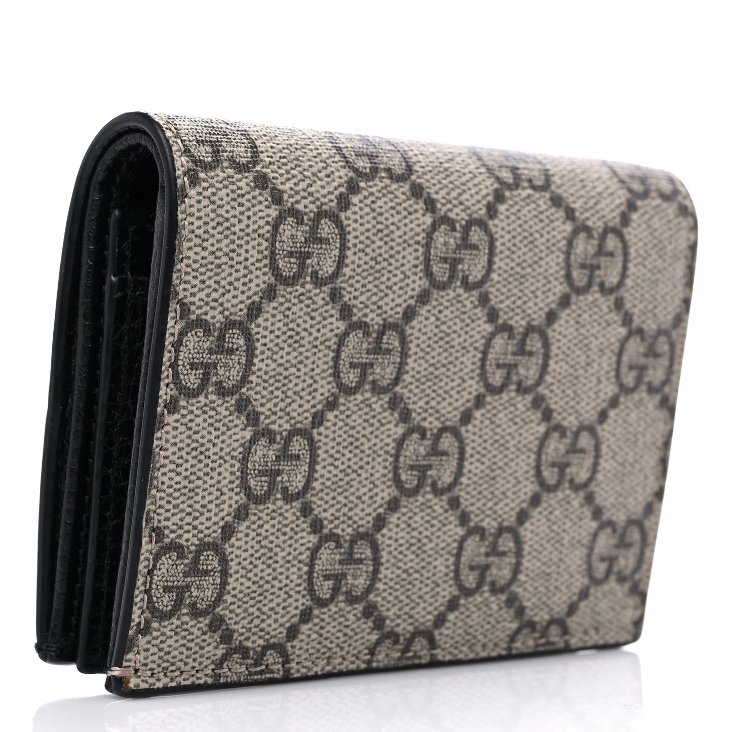 Dollar Calfskin GG Supreme Monogram GG Marmont Card Case Black Beige Ebony