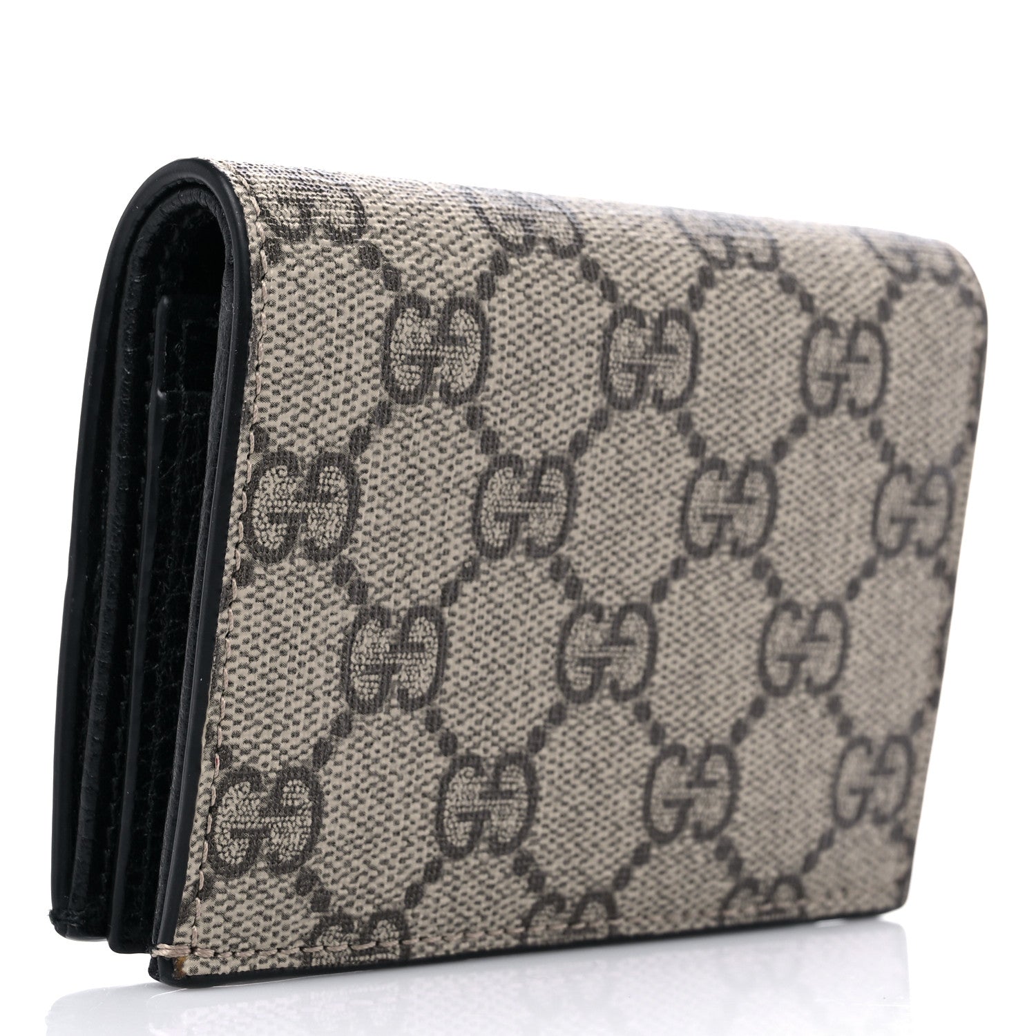 Gucci Dollar Calfskin GG Supreme Monogram GG Marmont Card Case Black Beige Ebony 3 of 6