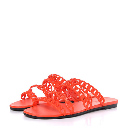Hermes Rubber Chaine d'Ancre Nude Sandals 41 Pavot 3 of 8
